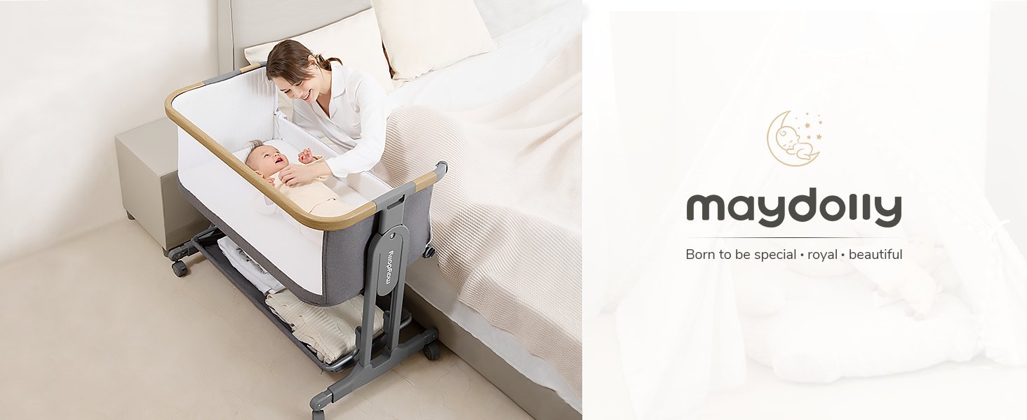 bedside cot bassinet crib baby bet foldable portable travel newborn infant grey
