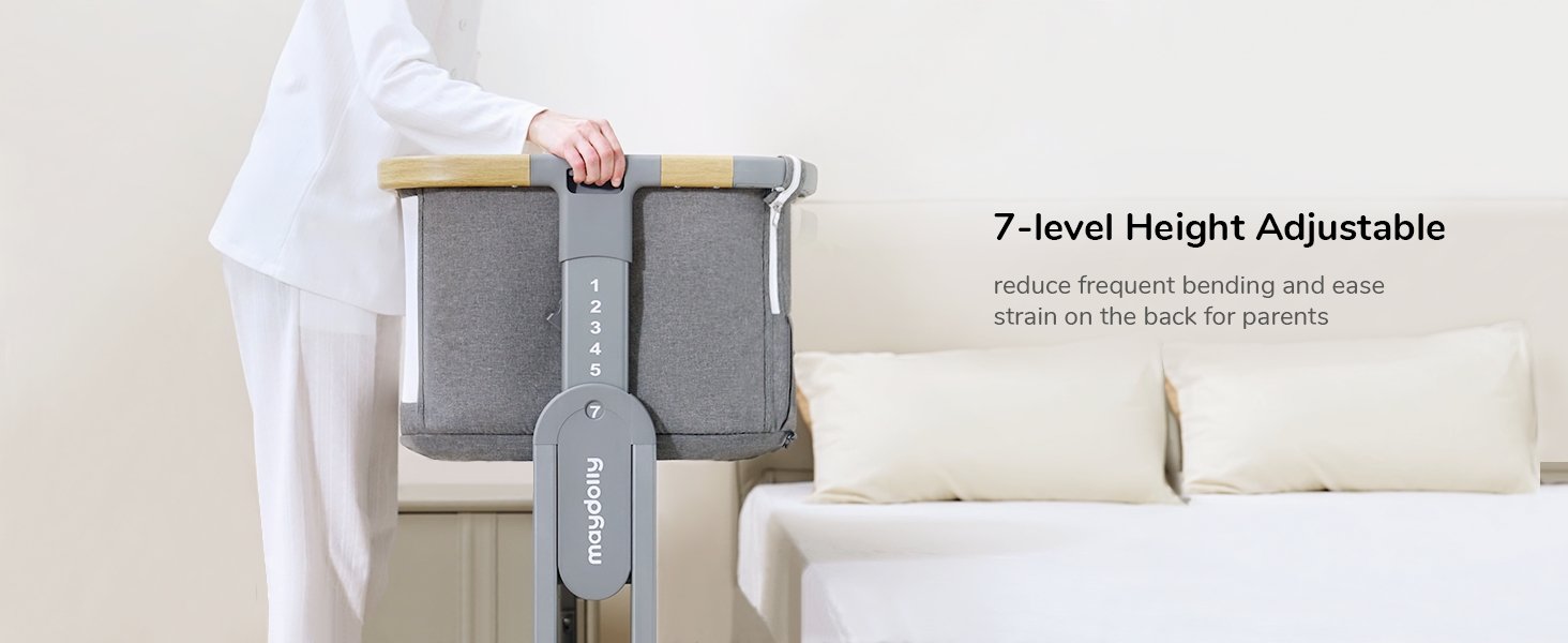 bedside cot bassinet crib baby bet foldable portable travel newborn infant grey
