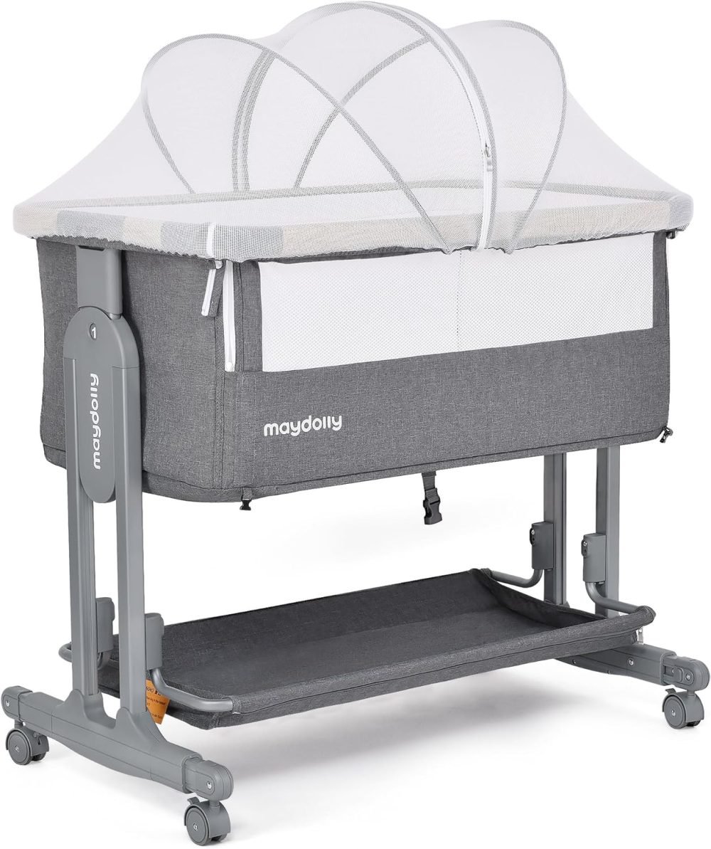 Maydolly 3 In 1 Bassinet, Foldable Baby Bedside Crib