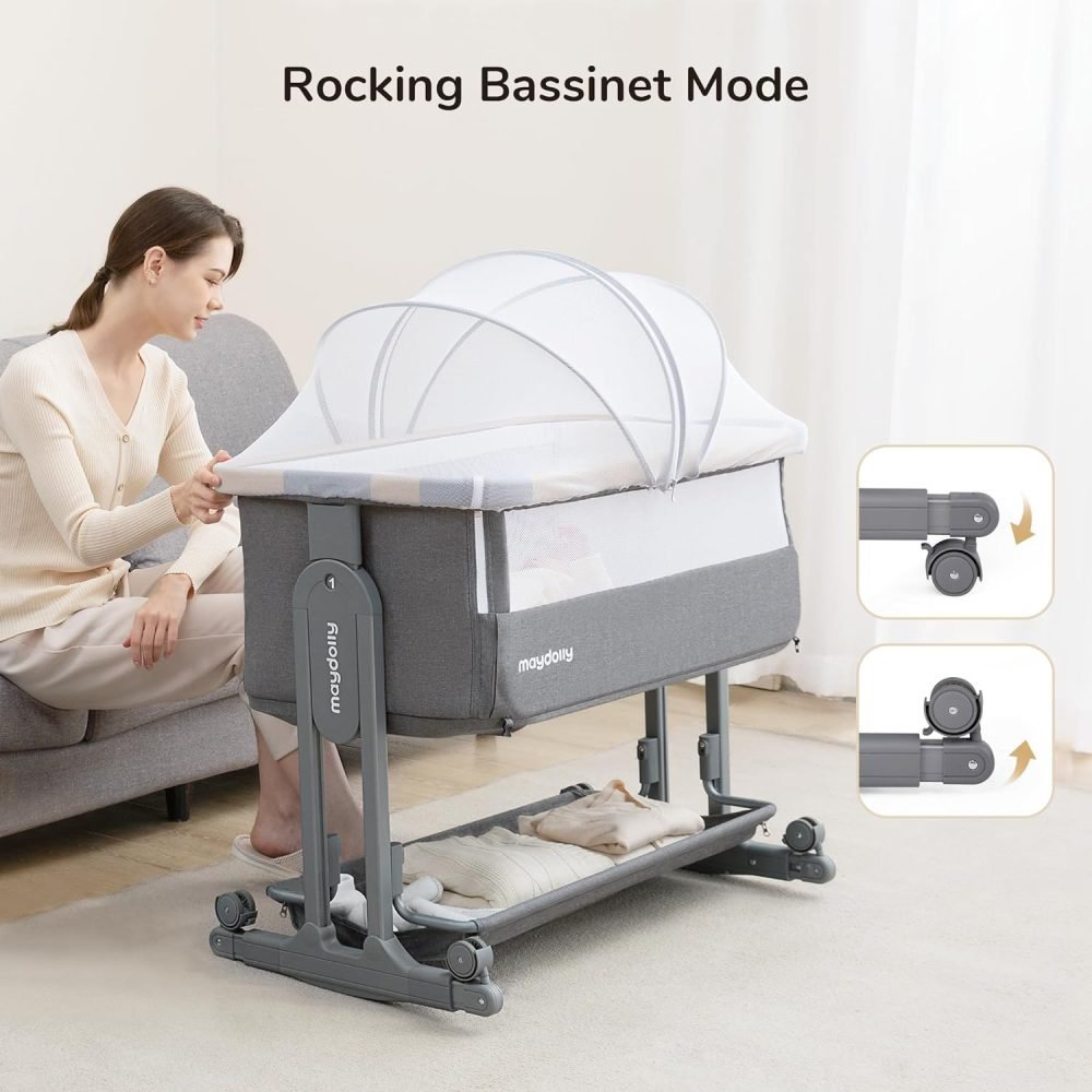 Maydolly 3 In 1 Bassinet, Foldable Baby Bedside Crib - Image 3