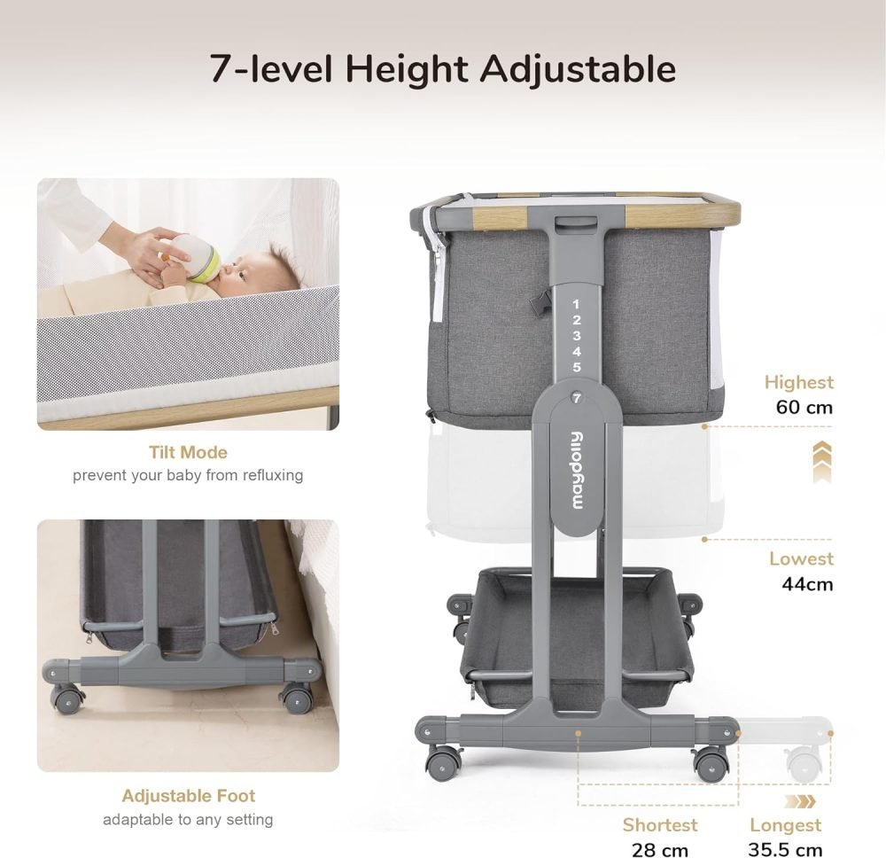 Maydolly 3 In 1 Bassinet, Foldable Baby Bedside Crib - Image 4