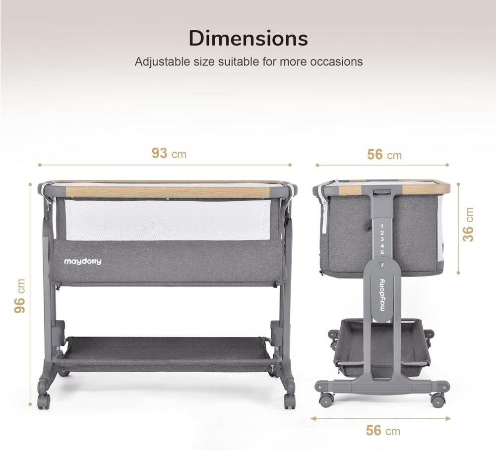 Maydolly 3 In 1 Bassinet, Foldable Baby Bedside Crib - Image 6