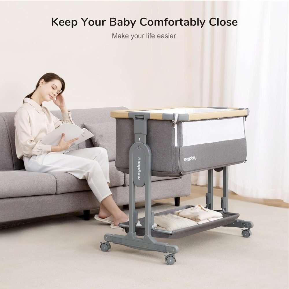 Maydolly 3 In 1 Bassinet, Foldable Baby Bedside Crib - Image 7