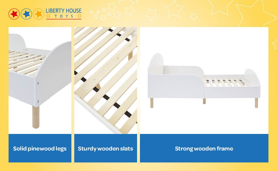 Solid bed, pinewood legs, bed slats