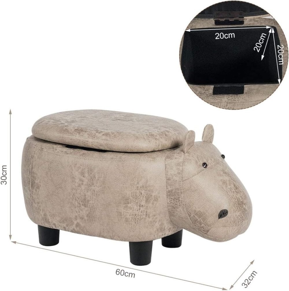 Maxmass Animal Ottoman Footstool, Ride-on Storage Footrest Stool with Flip Top Lid - Image 3