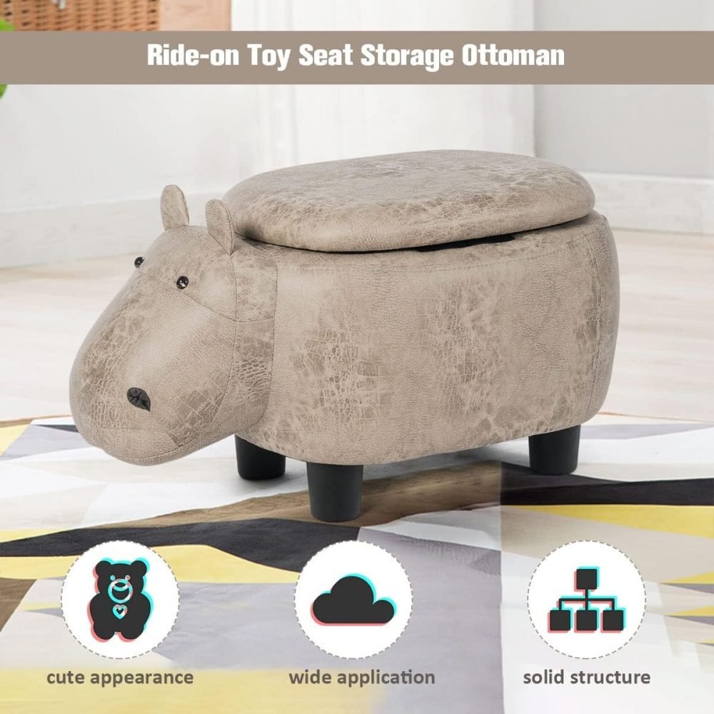 Maxmass Animal Ottoman Footstool, Ride-on Storage Footrest Stool with Flip Top Lid - Image 5