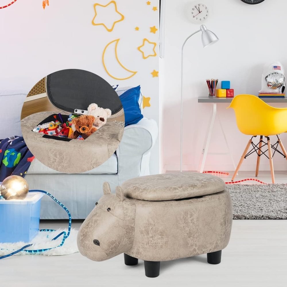 Maxmass Animal Ottoman Footstool, Ride-on Storage Footrest Stool with Flip Top Lid - Image 7