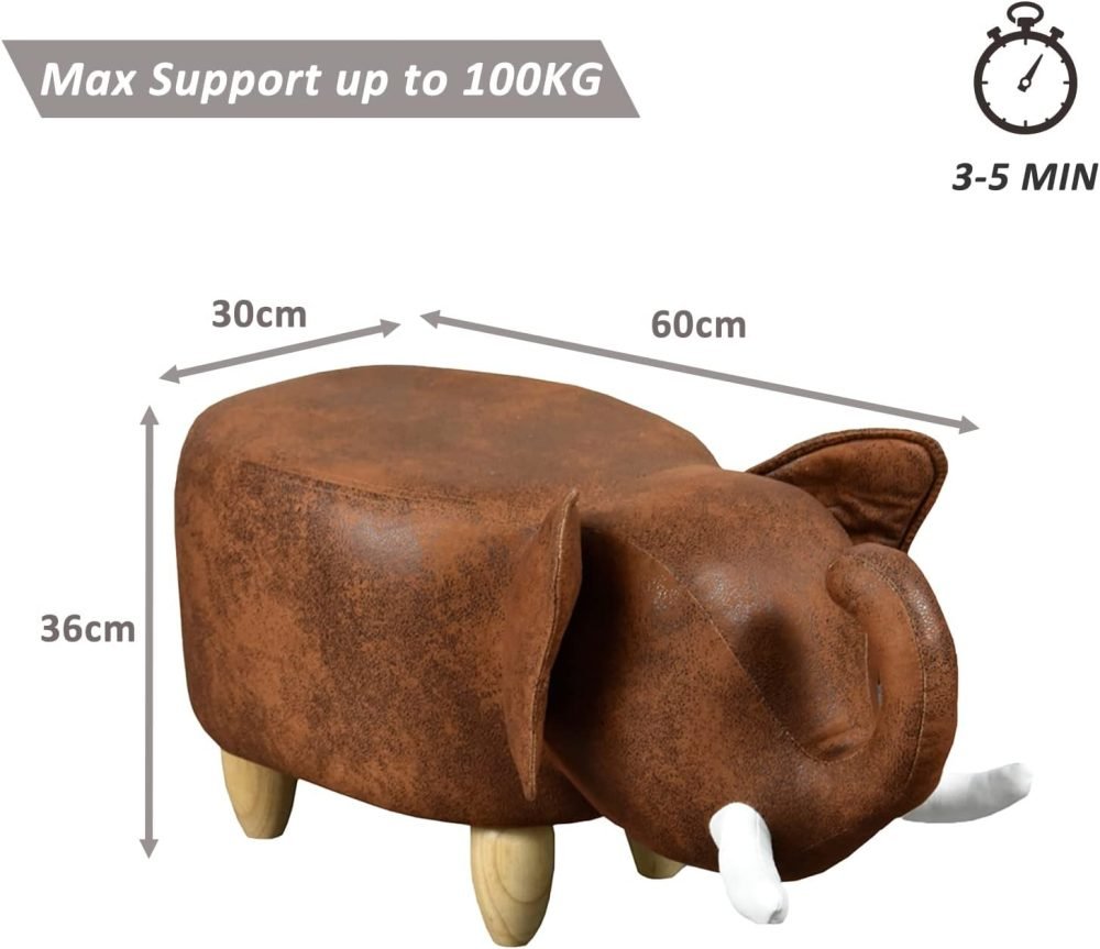 OFCASA Animal Footstool Upholstered Ottoman with Solid Wood Legs - Image 8