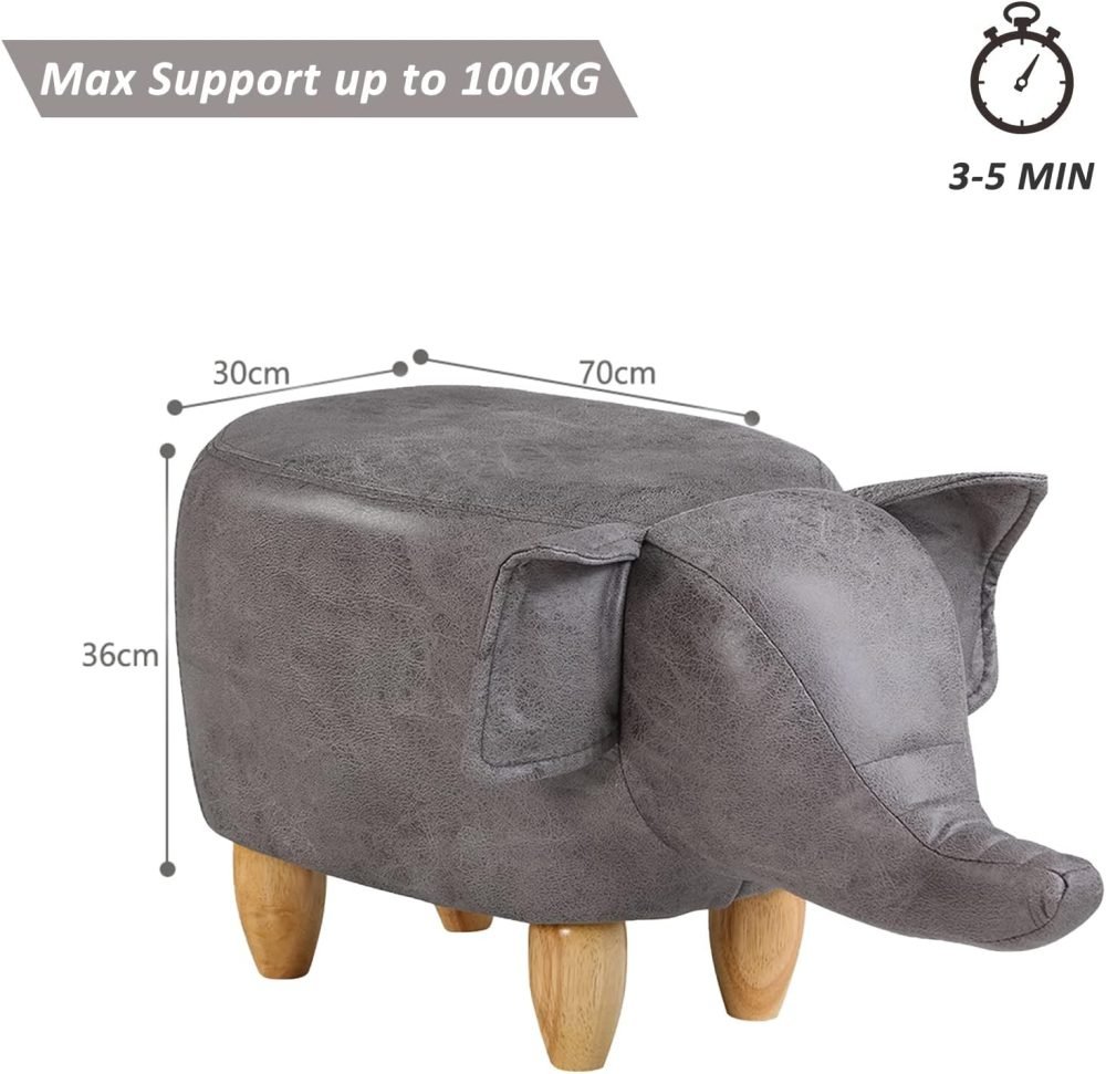 OFCASA Animal Footstool Upholstered Ottoman with Solid Wood Legs - Image 17