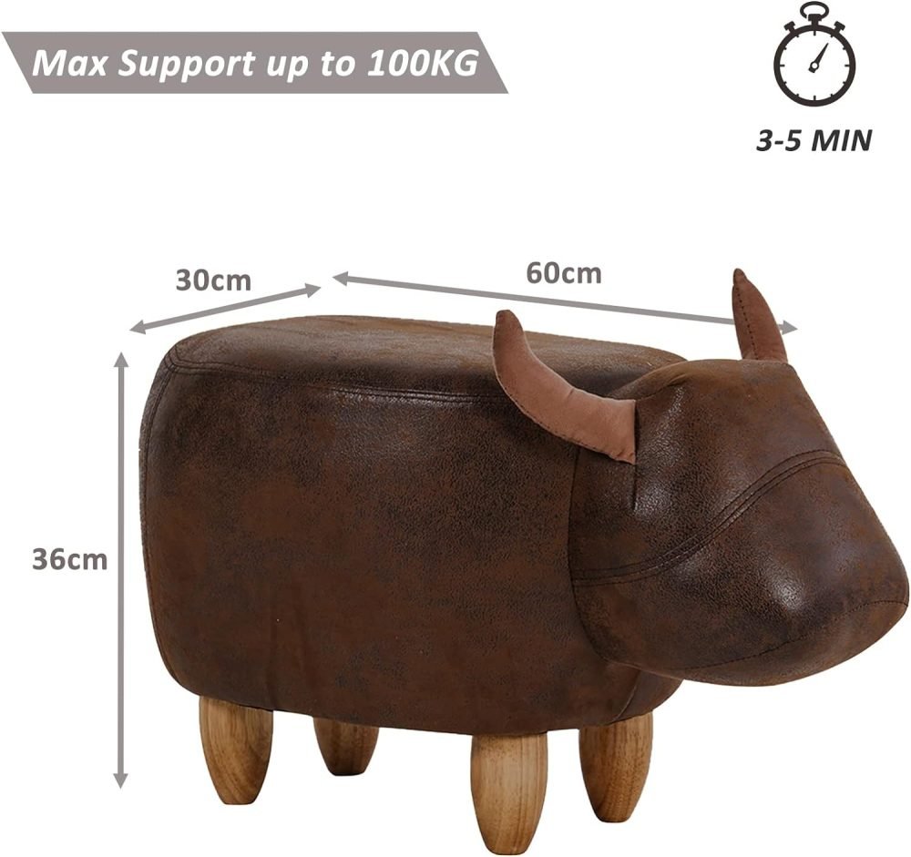 OFCASA Animal Footstool Upholstered Ottoman with Solid Wood Legs - Image 32