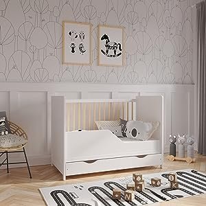 white/pine baby cot bed
