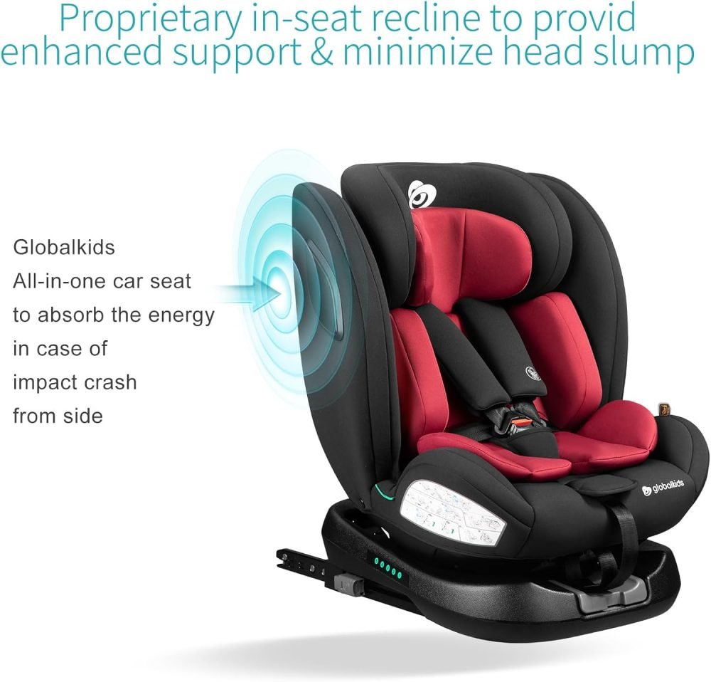 globalkids 360 Swivel Car Seat with ISOFIX, Group 0+1/2/3 Baby Car Seat, 0-36 kg, 0-12 Years, red - Image 6