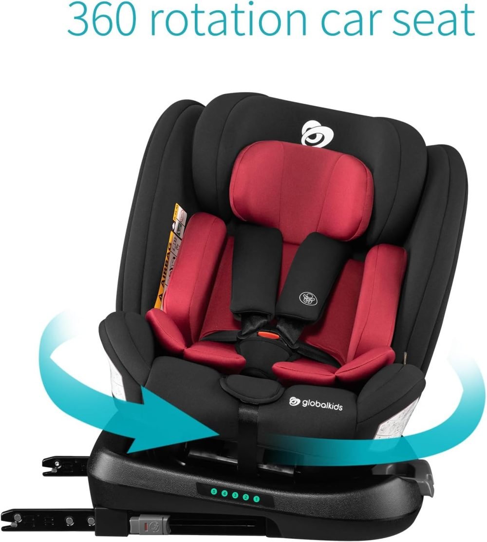 globalkids 360 Swivel Car Seat with ISOFIX, Group 0+1/2/3 Baby Car Seat, 0-36 kg, 0-12 Years, red - Image 7