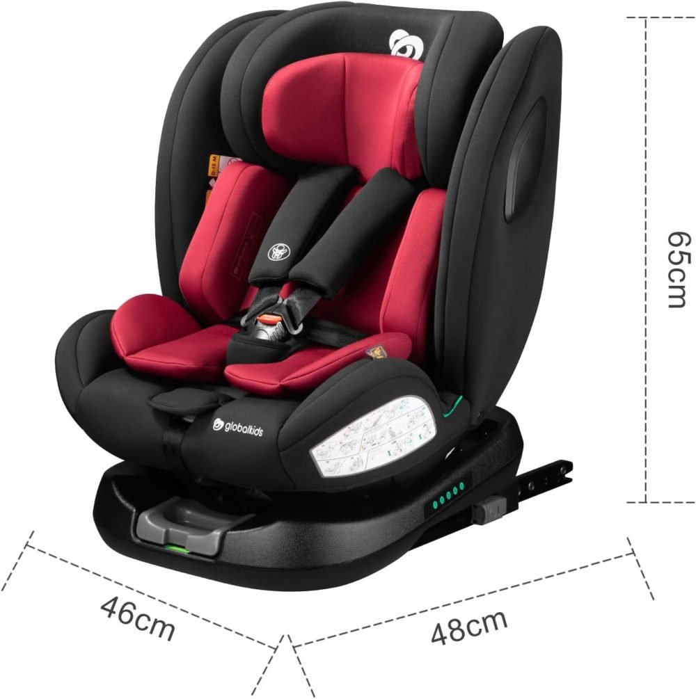 globalkids 360 Swivel Car Seat with ISOFIX, Group 0+1/2/3 Baby Car Seat, 0-36 kg, 0-12 Years, red - Image 8
