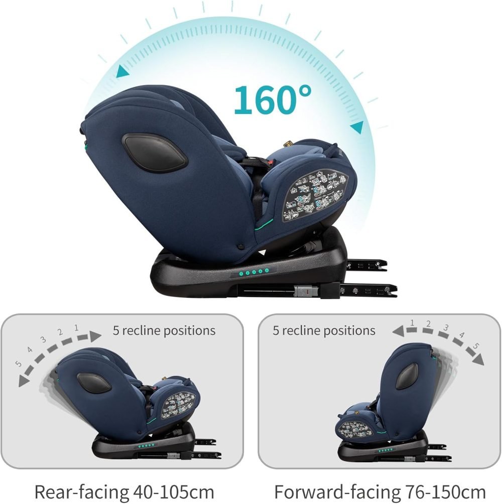 globalkids 360 Swivel Car Seat with ISOFIX, Group 0+1/2/3 Baby Car Seat, 0-36 kg, 0-12 Years, red - Image 11