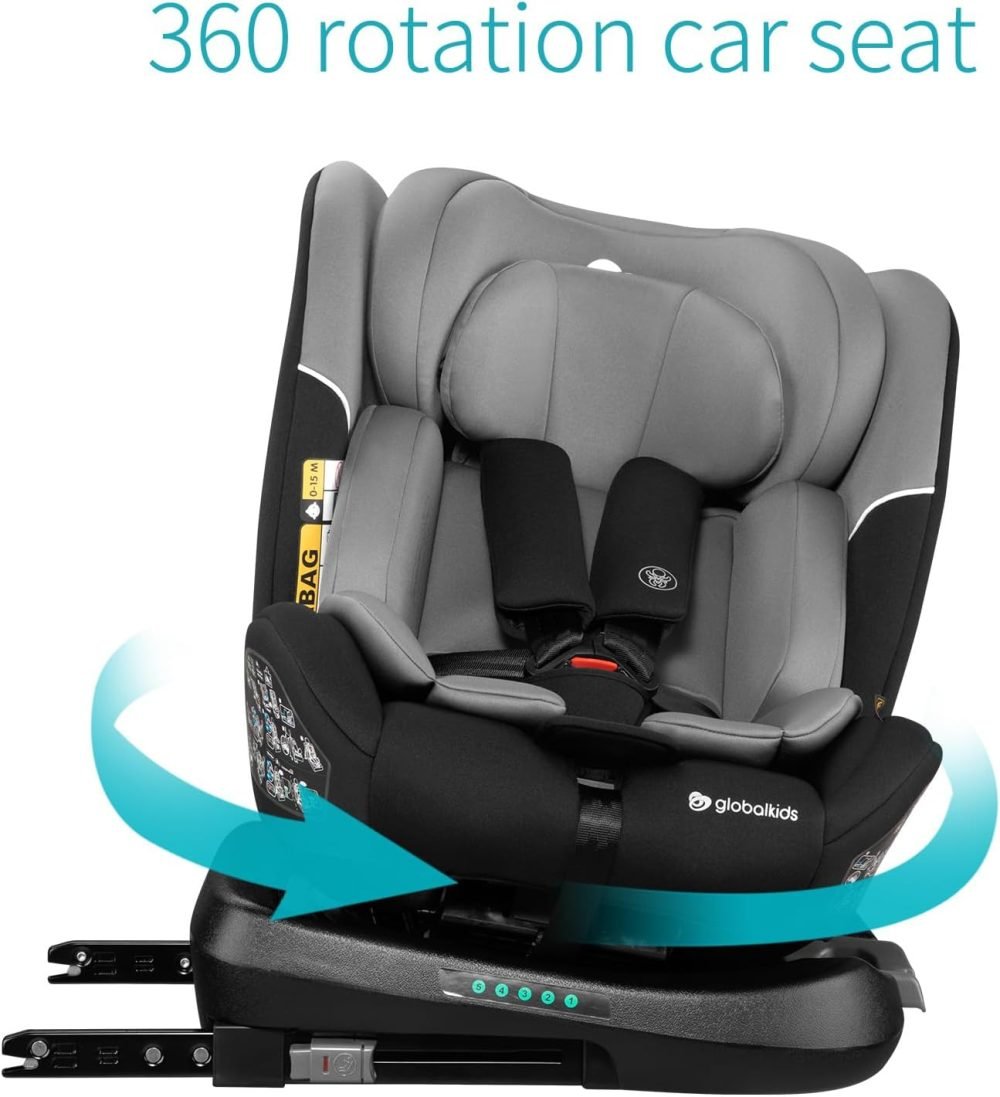 globalkids 360 Swivel Car Seat with ISOFIX, Group 0+1/2/3 Baby Car Seat, 0-36 kg, 0-12 Years, red - Image 19