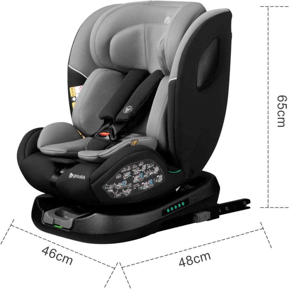 globalkids 360 Swivel Car Seat with ISOFIX, Group 0+1/2/3 Baby Car Seat, 0-36 kg, 0-12 Years, red - Image 20
