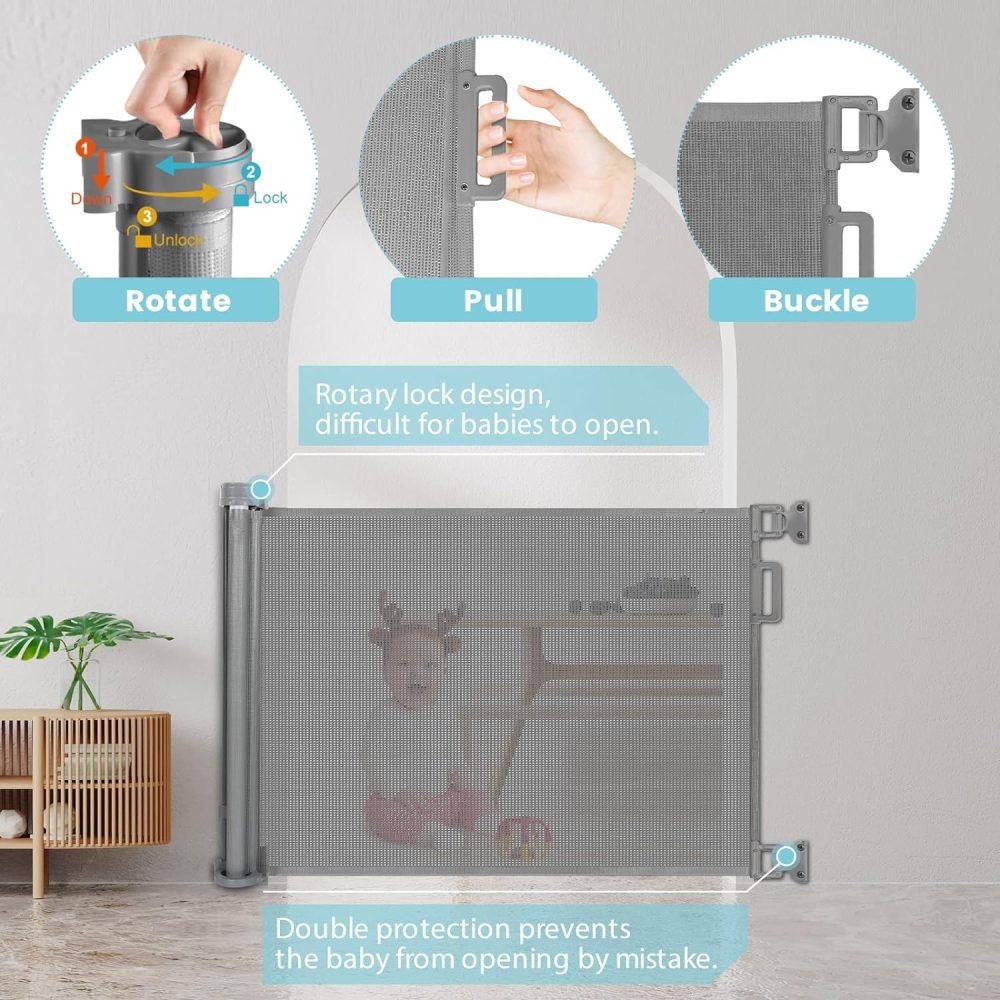 Looxii Retractable Stair Gate, Stair Safety Gate for Baby and Pets - Image 3