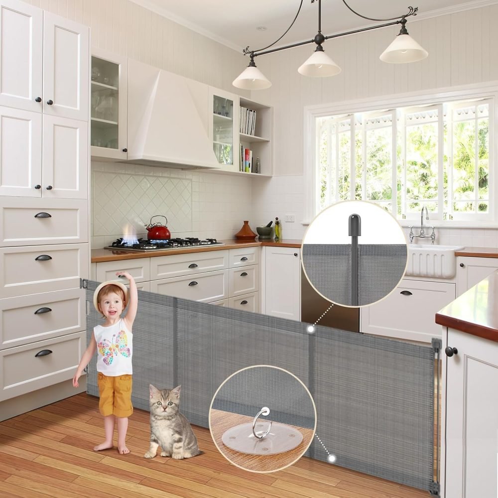 suihuooo Retractable Stair Gate for Baby and Dog, Mesh Baby Gate Extends up to 310cm Wide, 86cm Tall Retractable Dog Gate, Extra Wide Baby Safety Gate for Doorways, Hallways, Indoor and Outdoor - Image 9