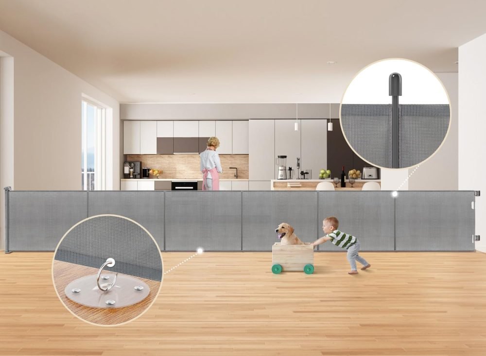 suihuooo Retractable Stair Gate for Baby and Dog, Mesh Baby Gate Extends up to 310cm Wide, 86cm Tall Retractable Dog Gate, Extra Wide Baby Safety Gate for Doorways, Hallways, Indoor and Outdoor - Image 15