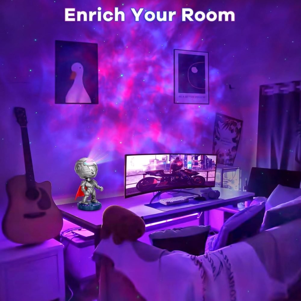 Dienmern Astronaut Light Projector - Astronaut Galaxy Projector for Bedroom, Star Projector with Moon Lamp, LED Nebula Night Light for Kids, Room Decor, Party, Gift - Image 4