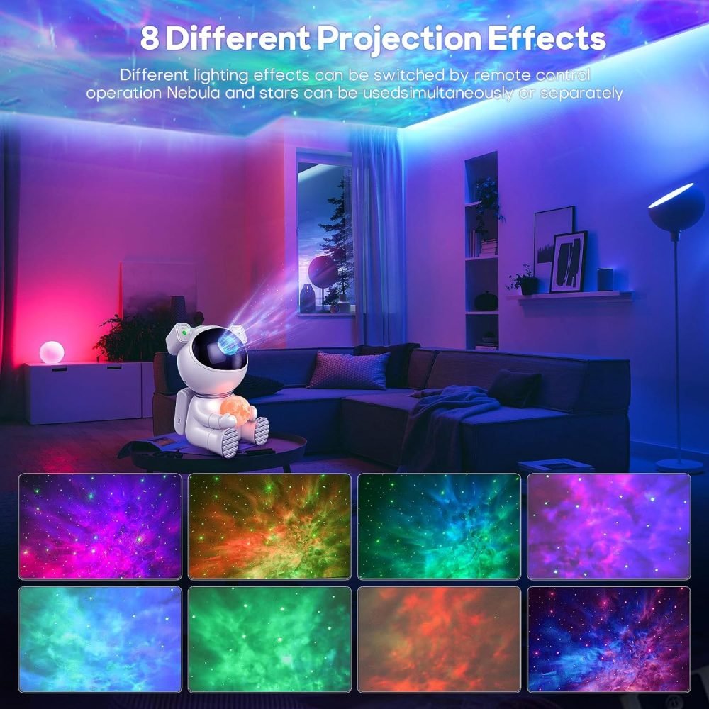 Dienmern Astronaut Light Projector - Astronaut Galaxy Projector for Bedroom, Star Projector with Moon Lamp, LED Nebula Night Light for Kids, Room Decor, Party, Gift - Image 17