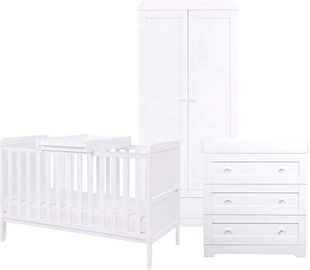 Tutti Bambini Rio 3-Piece Nursery Furniture Set - 2-in-1 Baby Cot Bed, Baby Changing Table with Drawers + Nursery Wardrobe for Baby Storage, Baby Furniture Set Nursery, Baby Storage (Dove Grey) - Image 2