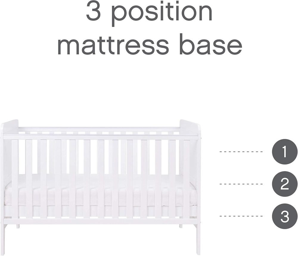 Tutti Bambini Rio 3-Piece Nursery Furniture Set - 2-in-1 Baby Cot Bed, Baby Changing Table with Drawers + Nursery Wardrobe for Baby Storage, Baby Furniture Set Nursery, Baby Storage (Dove Grey) - Image 4