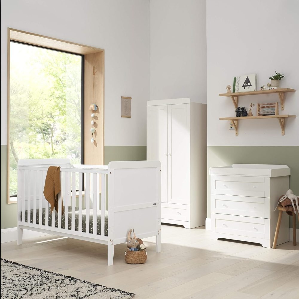 Tutti Bambini Rio 3-Piece Nursery Furniture Set - 2-in-1 Baby Cot Bed, Baby Changing Table with Drawers + Nursery Wardrobe for Baby Storage, Baby Furniture Set Nursery, Baby Storage (Dove Grey) - Image 8
