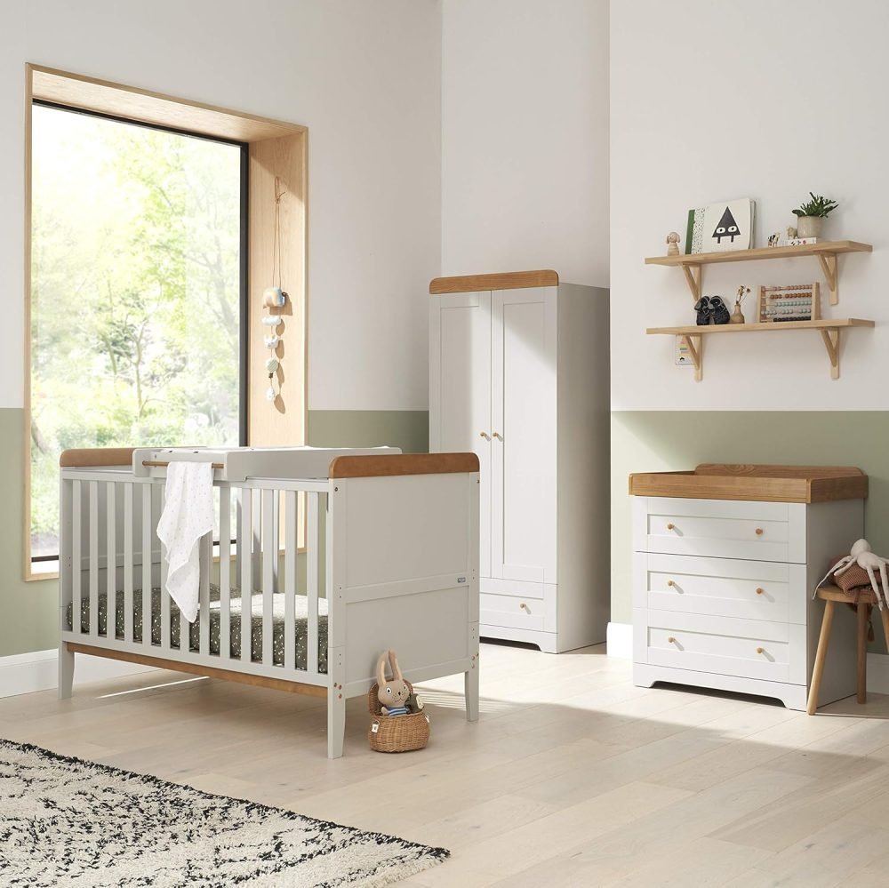 Tutti Bambini Rio 3-Piece Nursery Furniture Set - 2-in-1 Baby Cot Bed, Baby Changing Table with Drawers + Nursery Wardrobe for Baby Storage, Baby Furniture Set Nursery, Baby Storage (Dove Grey) - Image 9