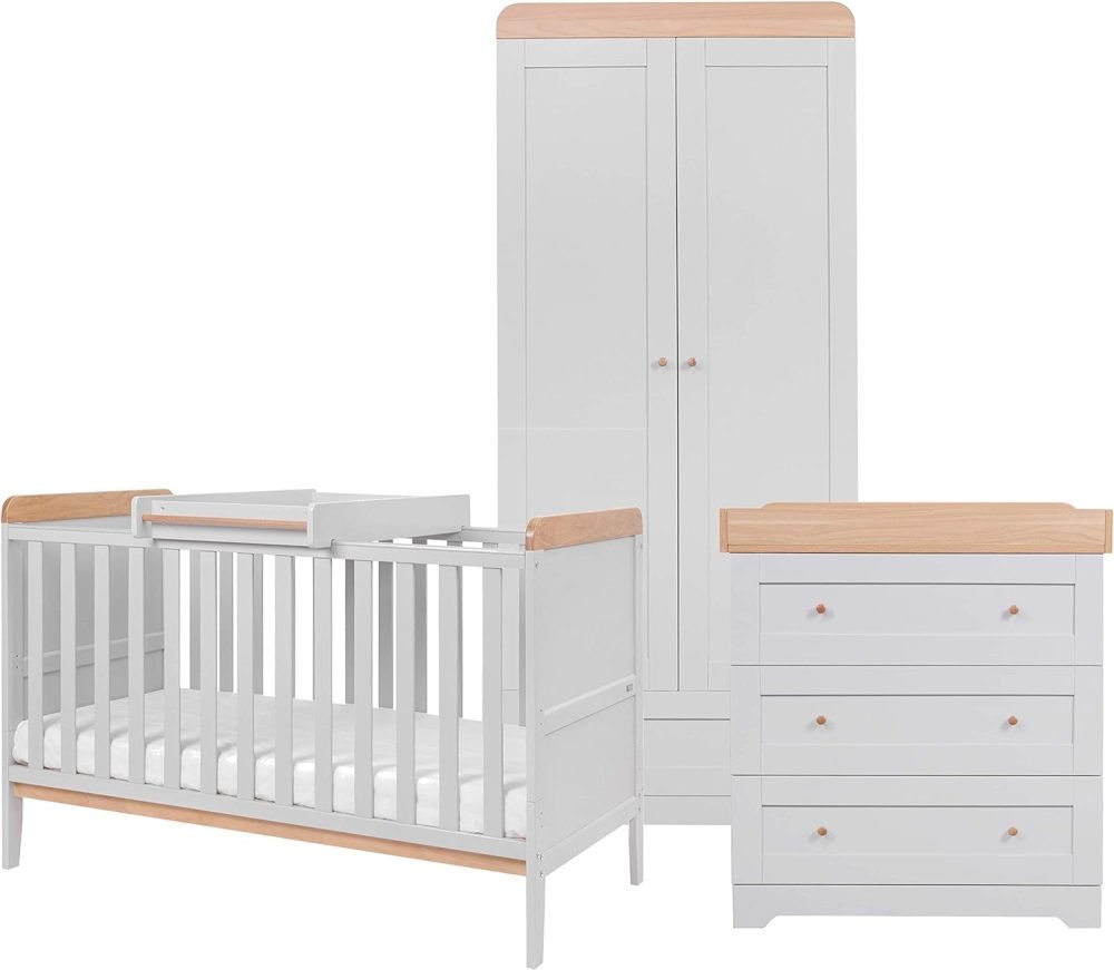 Tutti Bambini Rio 3-Piece Nursery Furniture Set - 2-in-1 Baby Cot Bed, Baby Changing Table with Drawers + Nursery Wardrobe for Baby Storage, Baby Furniture Set Nursery, Baby Storage (Dove Grey) - Image 10