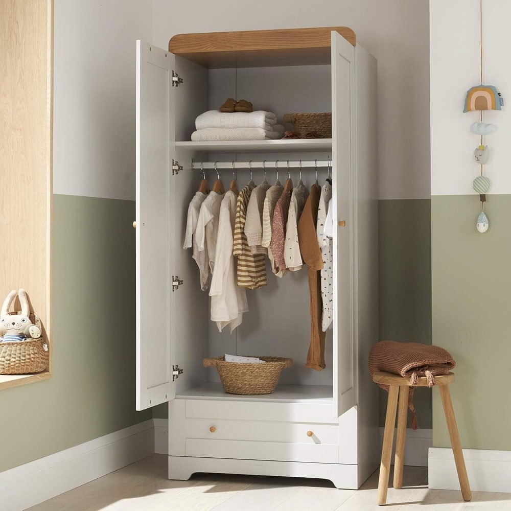 Tutti Bambini Rio 3-Piece Nursery Furniture Set - 2-in-1 Baby Cot Bed, Baby Changing Table with Drawers + Nursery Wardrobe for Baby Storage, Baby Furniture Set Nursery, Baby Storage (Dove Grey) - Image 15