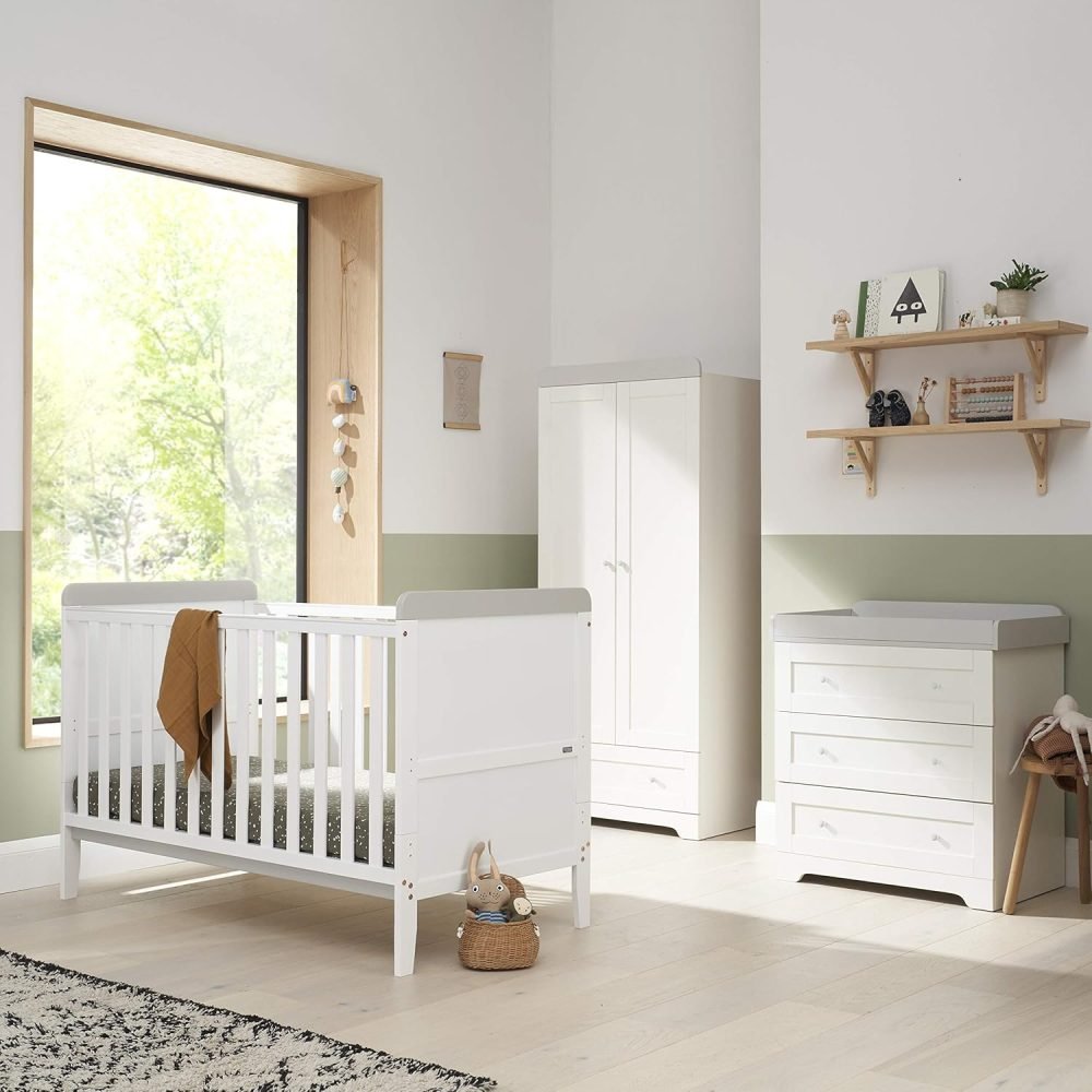 Tutti Bambini Rio 3-Piece Nursery Furniture Set - 2-in-1 Baby Cot Bed, Baby Changing Table with Drawers + Nursery Wardrobe for Baby Storage, Baby Furniture Set Nursery, Baby Storage (Dove Grey) - Image 24