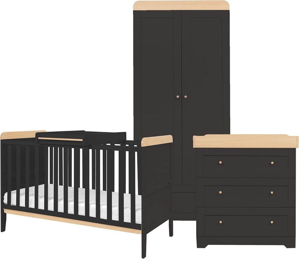 Tutti Bambini Rio 3-Piece Nursery Furniture Set - 2-in-1 Baby Cot Bed, Baby Changing Table with Drawers + Nursery Wardrobe for Baby Storage, Baby Furniture Set Nursery, Baby Storage (Dove Grey) - Image 25