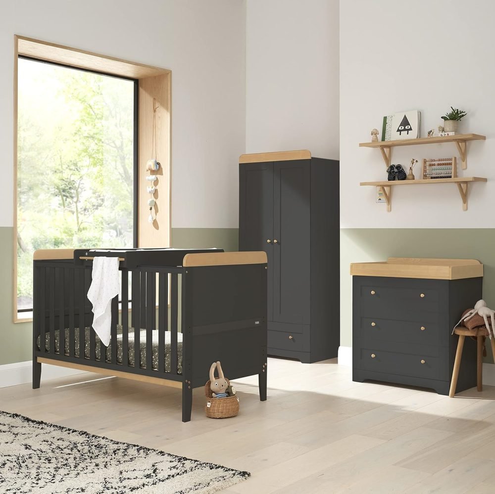 Tutti Bambini Rio 3-Piece Nursery Furniture Set - 2-in-1 Baby Cot Bed, Baby Changing Table with Drawers + Nursery Wardrobe for Baby Storage, Baby Furniture Set Nursery, Baby Storage (Dove Grey) - Image 26