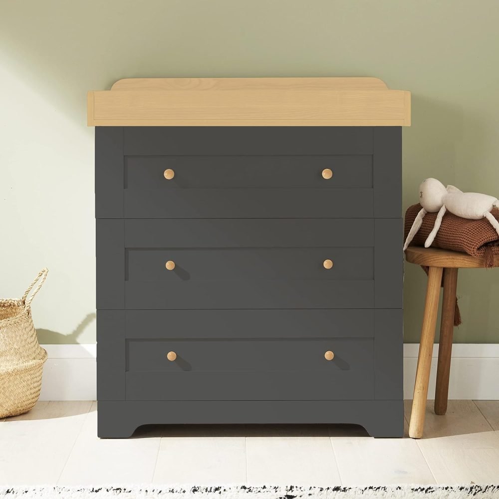 Tutti Bambini Rio 3-Piece Nursery Furniture Set - 2-in-1 Baby Cot Bed, Baby Changing Table with Drawers + Nursery Wardrobe for Baby Storage, Baby Furniture Set Nursery, Baby Storage (Dove Grey) - Image 30