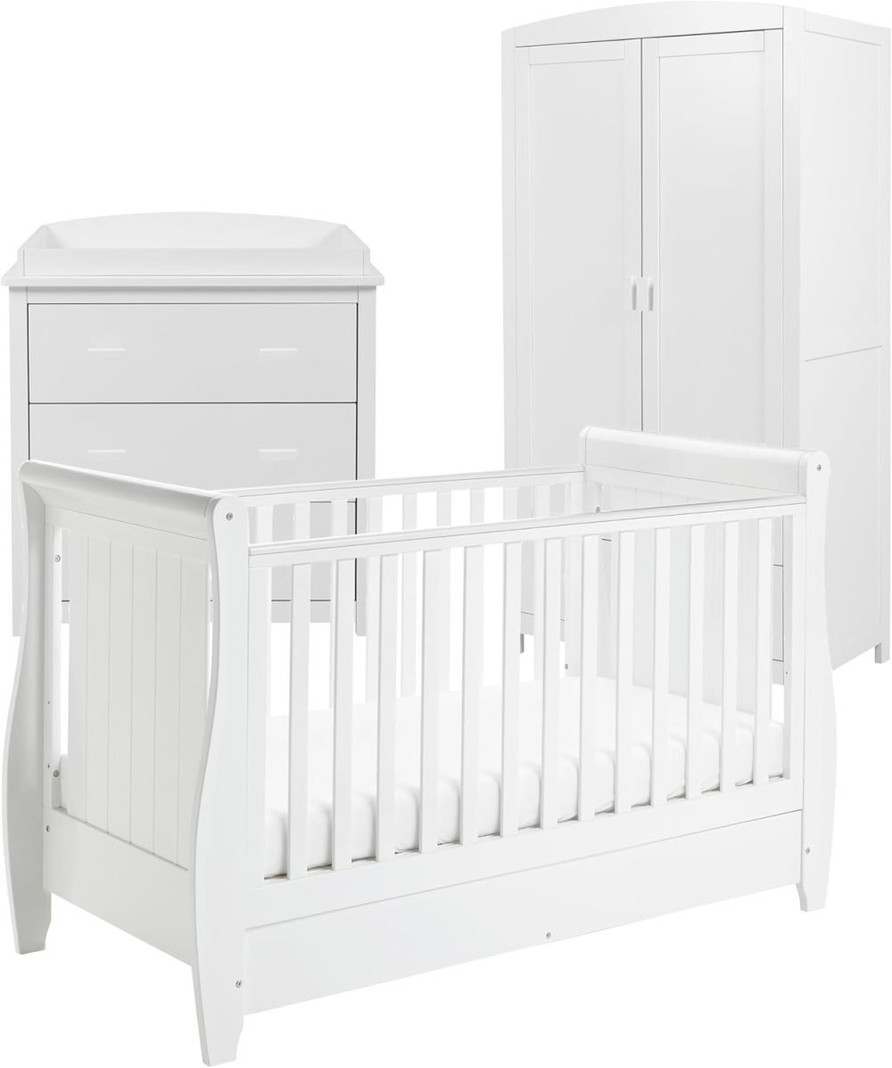 Babymore Stella 3 Piece Nursery Room Set White - 1 Baby Cot Bed & One 2 Door Wardrobe Having Full Size Drawer & 1 Chest Changer, Wooden Chest Of Drawer Storage Cabinet | 3 Piece Nursery Room Furniture - Image 6