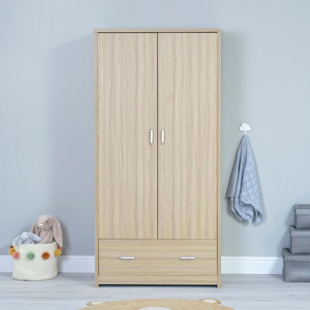 Babymore Veni 3 Piece Nursery Room Set Oak - 1 Baby Cot Bed & One 2 Door Wardrobe Having Full Size Drawer & 1 Chest Changer, Wooden Chest Of Drawer Storage Cabinet | 3 Piece Nursery Room Set Oak - Image 5