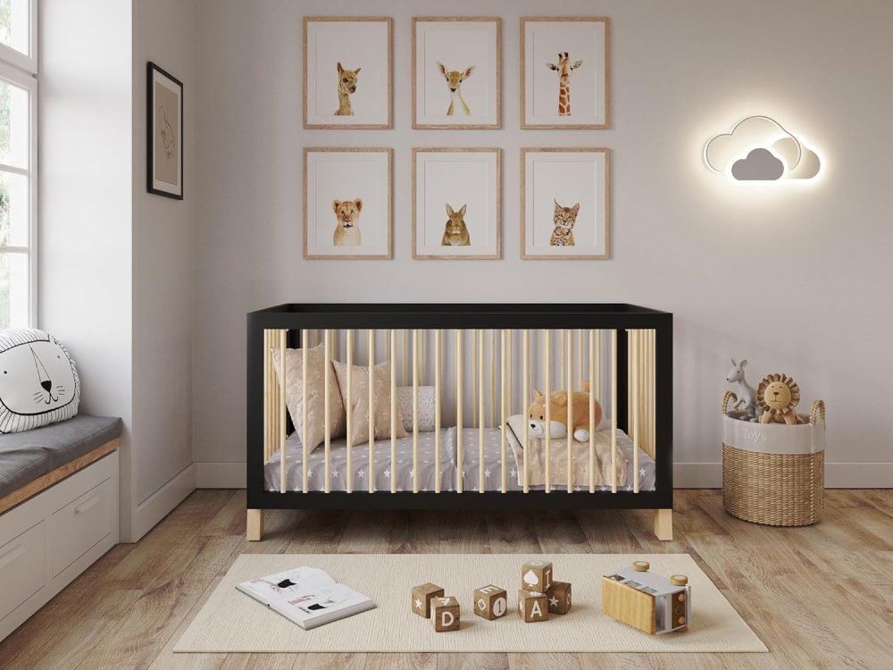Love For Sleep ALEXANDER 4-in-1 Baby Cot Bed 140x70cm, Adjustable Mattress Base, Toddler and Day Bed, Converts into Sofa Bed, Wooden Barriers Included, Crib From Birth to 6 Years (Anthracite/Pine) - Image 2