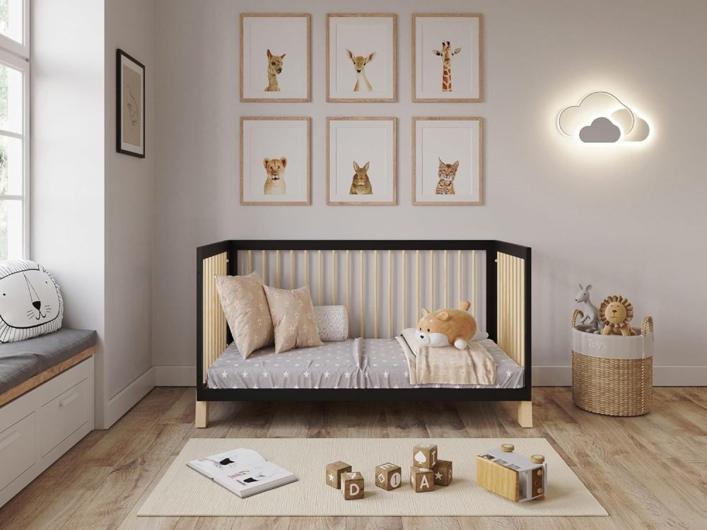Love For Sleep ALEXANDER 4-in-1 Baby Cot Bed 140x70cm, Adjustable Mattress Base, Toddler and Day Bed, Converts into Sofa Bed, Wooden Barriers Included, Crib From Birth to 6 Years (Anthracite/Pine) - Image 4