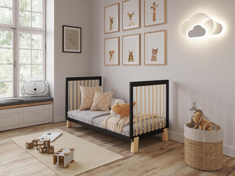 Love For Sleep ALEXANDER 4-in-1 Baby Cot Bed 140x70cm, Adjustable Mattress Base, Toddler and Day Bed, Converts into Sofa Bed, Wooden Barriers Included, Crib From Birth to 6 Years (Anthracite/Pine) - Image 6