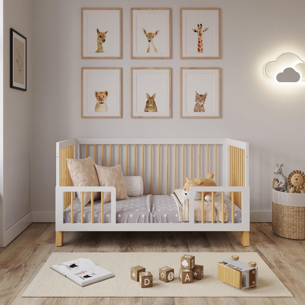 Love For Sleep ALEXANDER 4-in-1 Baby Cot Bed 140x70cm, Adjustable Mattress Base, Toddler and Day Bed, Converts into Sofa Bed, Wooden Barriers Included, Crib From Birth to 6 Years (Anthracite/Pine) - Image 9