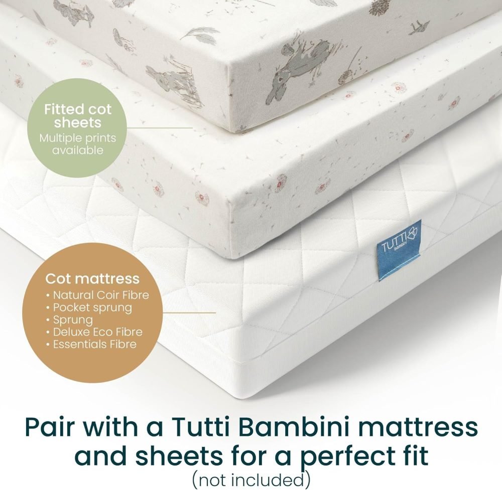 Tutti Bambini Modena Baby Cot Bed - 3-in-1 Wooden Baby Crib, Toddler Bed & Day Bed, Baby Bed with Teething Rails & Adjustable Base, From Birth to 6 Years, Oak & White (140 cm x 70 cm) - Image 7