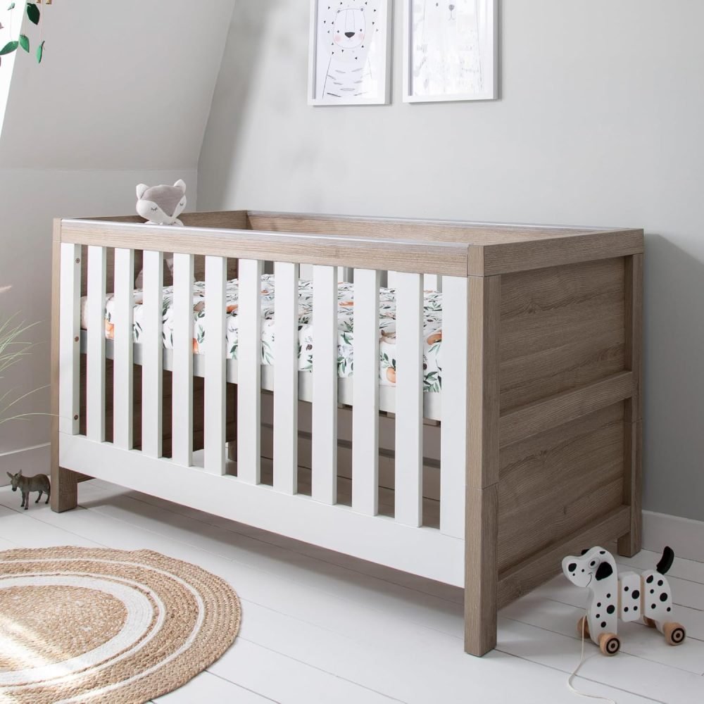 Tutti Bambini Modena Baby Cot Bed - 3-in-1 Wooden Baby Crib, Toddler Bed & Day Bed, Baby Bed with Teething Rails & Adjustable Base, From Birth to 6 Years, Oak & White (140 cm x 70 cm) - Image 10