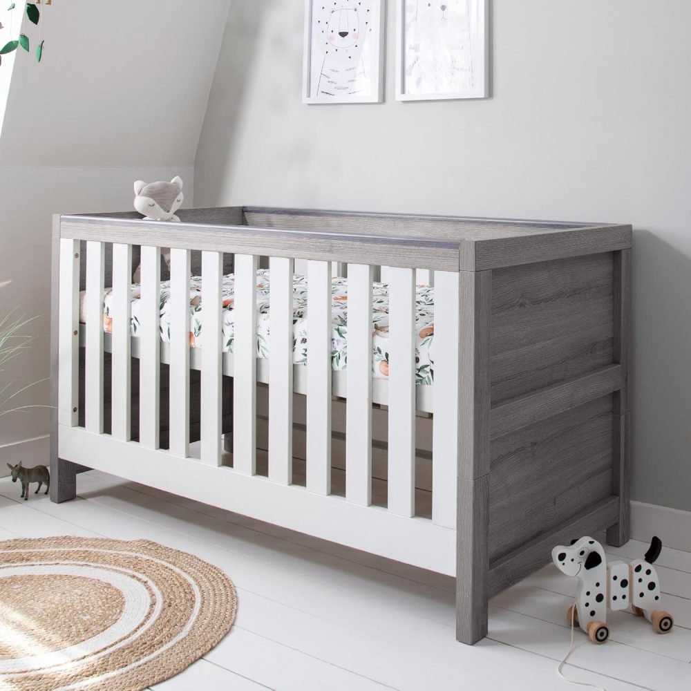 Tutti Bambini Modena Baby Cot Bed - 3-in-1 Wooden Baby Crib, Toddler Bed & Day Bed, Baby Bed with Teething Rails & Adjustable Base, From Birth to 6 Years, Oak & White (140 cm x 70 cm) - Image 18