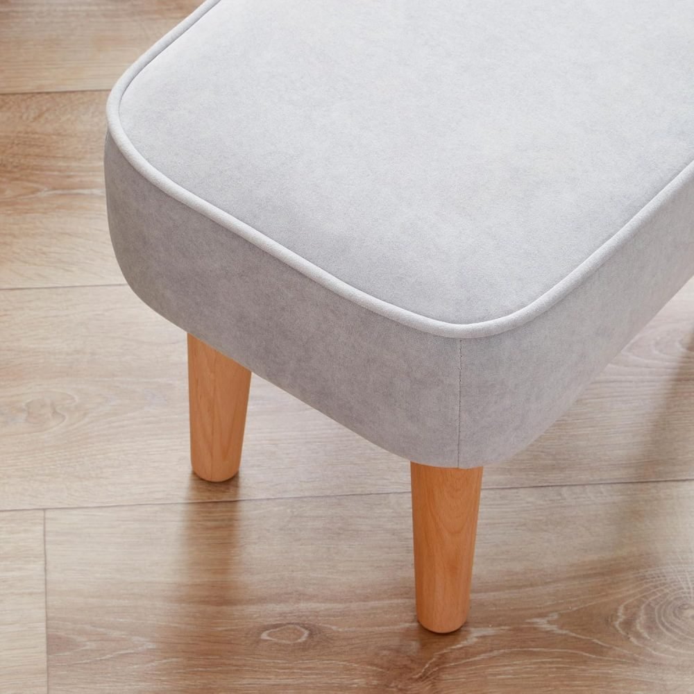 Babymore Freya Nursing Chair & Footstool in Off-White Bouclé - Elegant Rocking Chair for Timeless Comfort With Sturdy Wooden Legs, Soft Fabric & Stylish Armrests | Contoured Backrest Enhances Support - Image 18