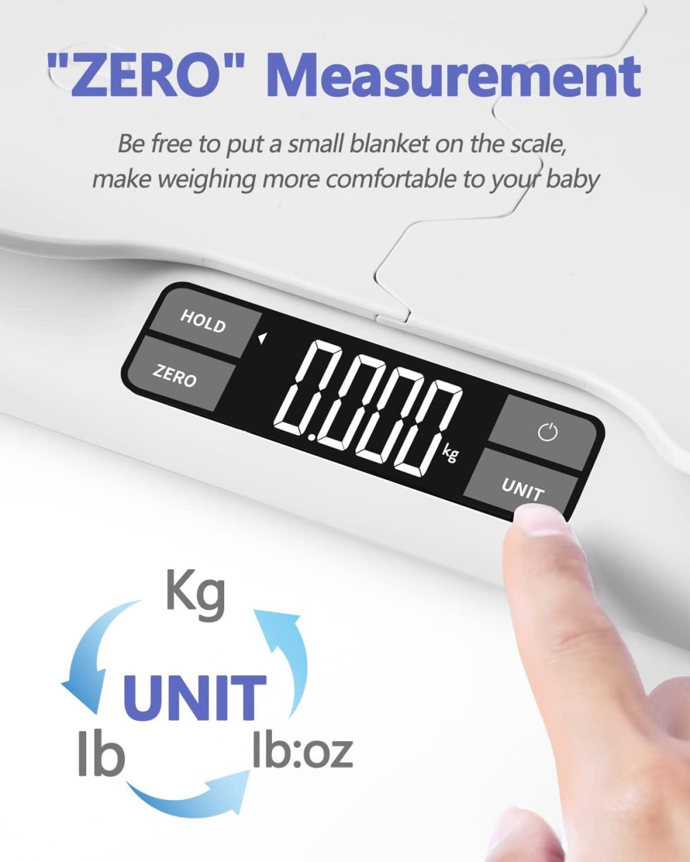 BAGAIL Baby Scale with Safe and Comfortable Tray, Large LCD Display, Tare and Hold Functions, Multipurpose Digital Weighing Scale as Infant Scale, Toddler Scale, Pet Scale or Adult Scale - Image 4