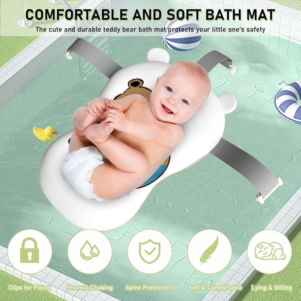 LiveGo Baby Bath Tub, Foldable Baby Bath for Infants to Toddler, Newborn Baby Bathtub with Thermometer & Floating Cushion, Baby Bath for 0-24 Months Newborns Infants and Toddler (Green Frog） - Image 16