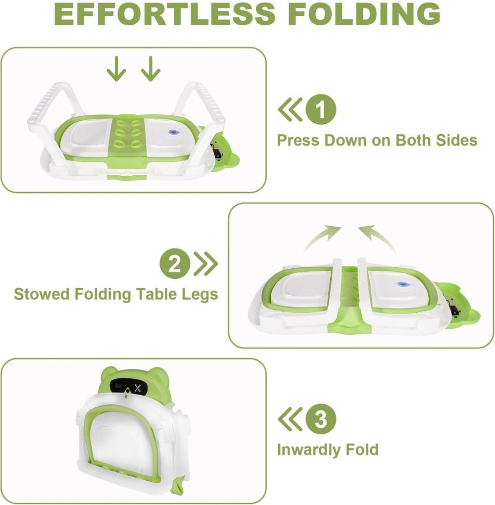 LiveGo Baby Bath Tub, Foldable Baby Bath for Infants to Toddler, Newborn Baby Bathtub with Thermometer & Floating Cushion, Baby Bath for 0-24 Months Newborns Infants and Toddler (Green Frog） - Image 17