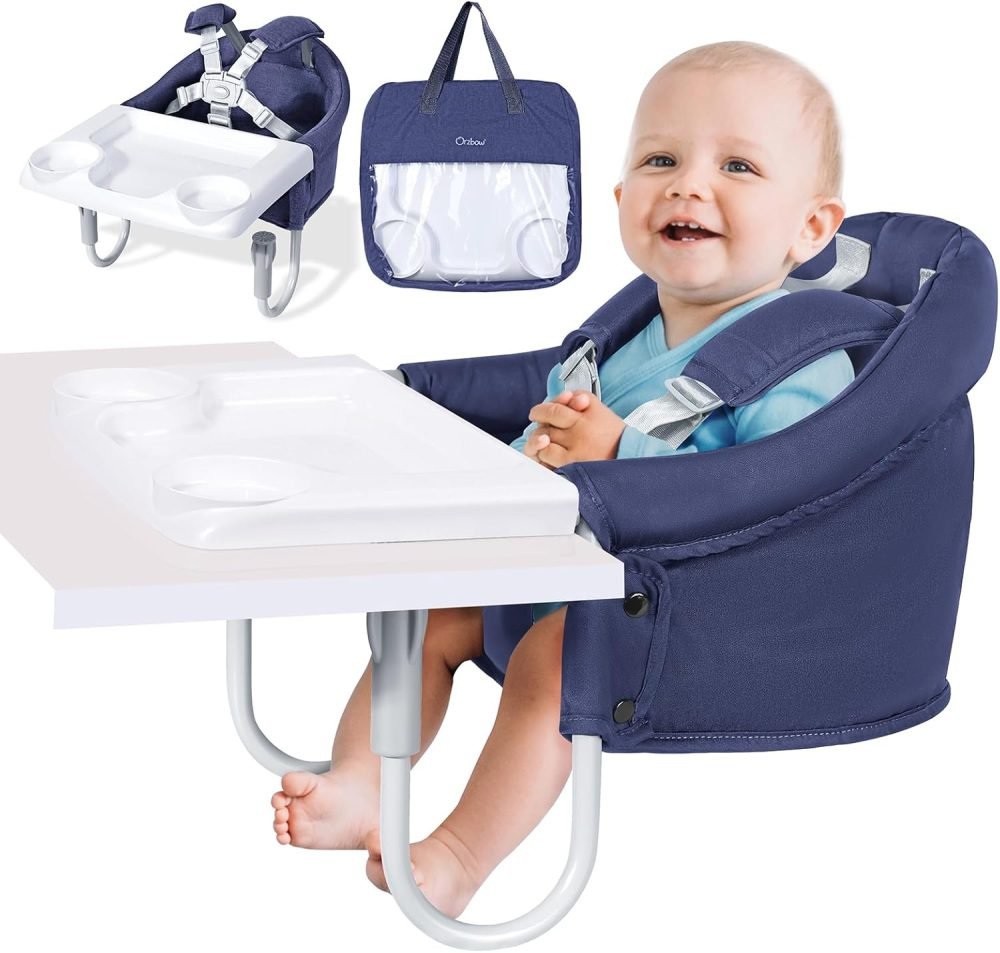 Orzbow Hook-on Seats,Portable Hook on High Chair with 5-Point Safety Harness,Shoulder Strap Mats and Removable Seat Cushion,Stable Clip on Baby Chair for Home and Restaurant (Grey) - Image 7